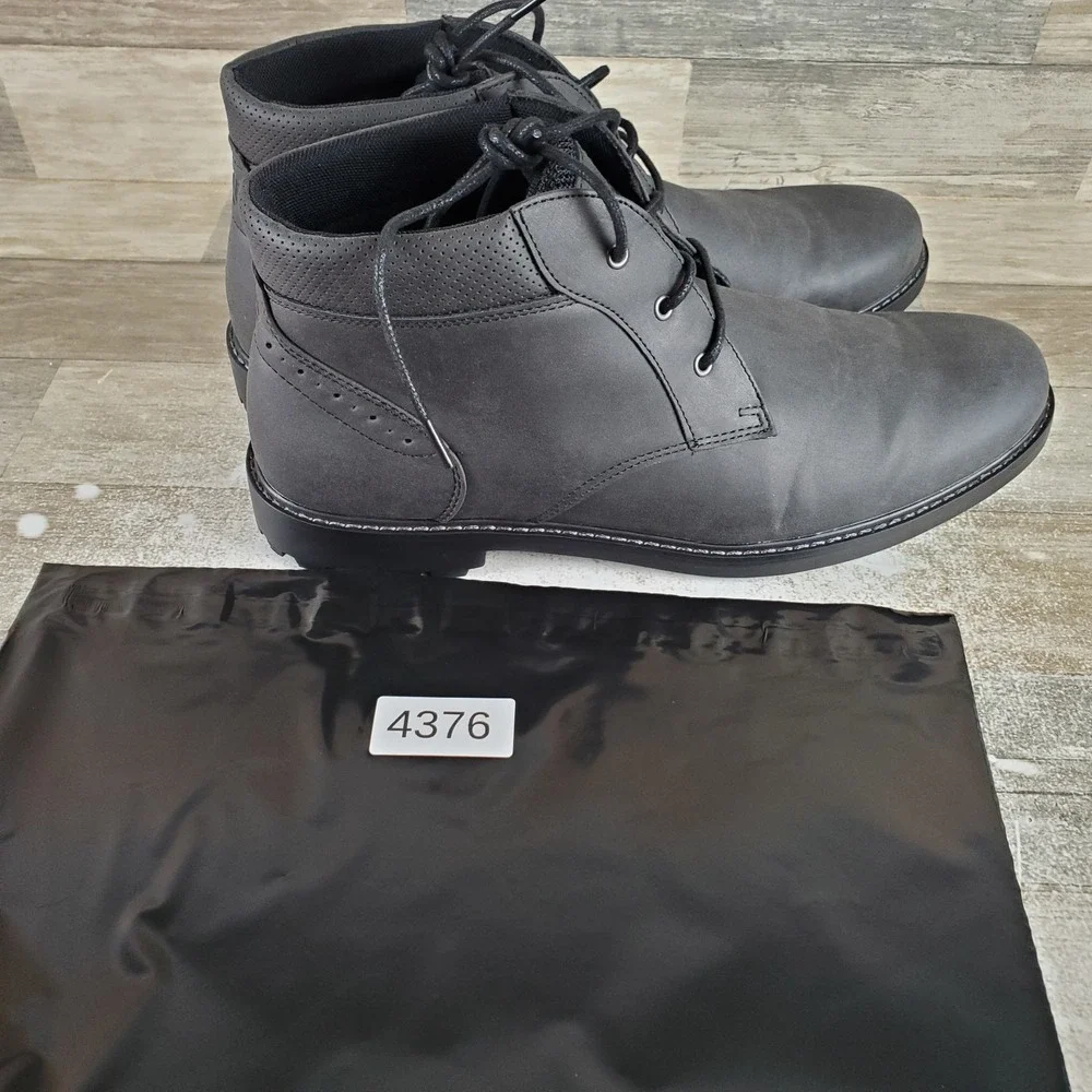 Nunn Bush Delton Mens Chukka Boot Sz 14 M Black Leather Lace Up Plain Toe Ankle